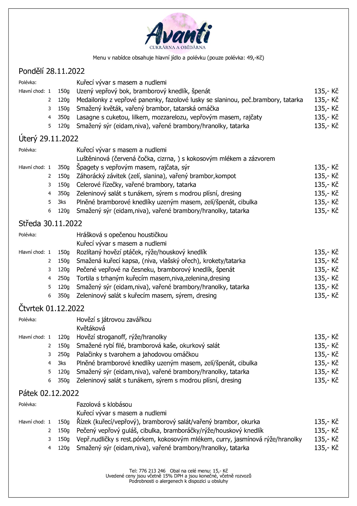 Menu 28.11.-2.12.